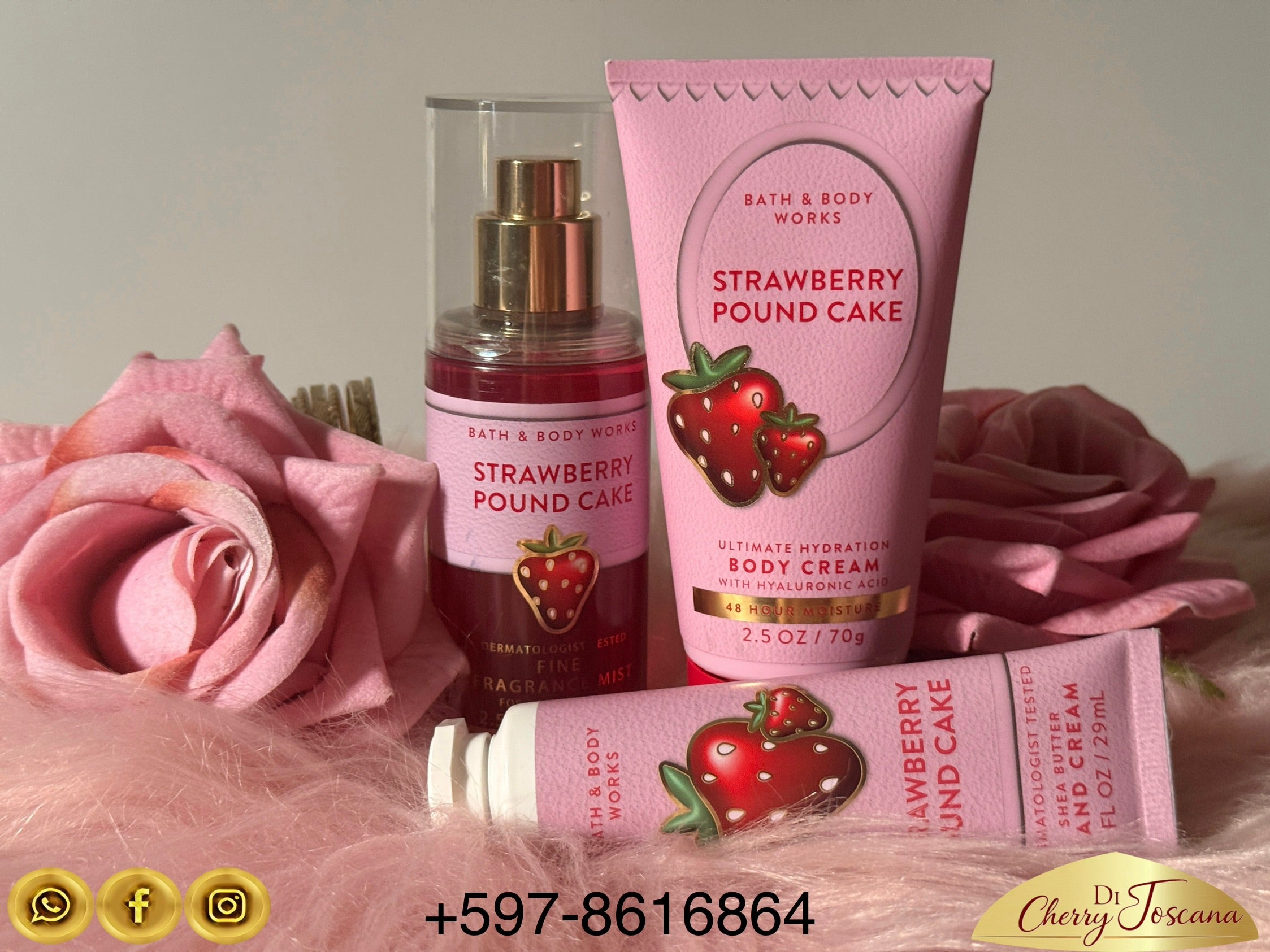 Bath and Body Works. Mini Set. Strawberry pound cake